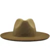 Cappello Fedora in feltro Trilby vintage da donna uomo in lana con tesa larga da uomo elegante sfumatura di colore per cappelli jazz da donna autunno inverno5710821