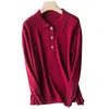 MVLYFLRT Polo Collar Cashmere Sweater Women's Short Base Sweater V-Neck Loose Pullover Sweater 201223