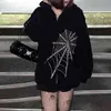 Fashion-Spider Skull Print Streetwear Hoodies Women Vintage Gothic Harajuku Y2k Clothes Grunge Punk Jacket Sweatshirts
