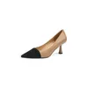 2022 Primavera New Women Sapatos Elegantes de Couro Genuíno Estilo Francês Pointed Toe Alto Salto Alto Couro Comutador Sapatos Bombas Bombas