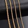 1 piece Gold Color Width 2mm/2.5mm/3mm/4mm/5mm/6mm Rope Chain Necklace/Bracelet For Men Women Stainless Steel Chain Necklace