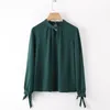 Женская повседневная блузка черновато -зеленая топ для женской блузки с длинными рукавами из шифоновой рубашки1