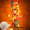 Yimia 5cm Rattanbollar LED Lights String Holiday Christmas Lights Outdoor Garland Gerlyand för Party Bröllop Baby Kid Room Decor Y200903