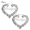 70 90mm Custom Earrings Love shape Hiphop Bamboo Hoop Earrings Customizable Heart Customize Name for Women Girls1201p