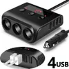 12V 24V Autoladegerät Zigarettenanzünder-Splitter-Adapter 100W Autoladung mit EIN/AUS 4 USB-Anschlüsse TR12