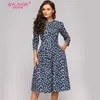 S.FLAVOR Französisch Stil Vintage Kleid Für Frauen Elegante Blumen Gedruckt Schlank Herbst A-linie Vestidos Klassische Winter Frauen Midi Kleid 201125