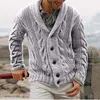 Mens tröja Cardigan Single Breasted Fashion Plus Size Tjock Topps Winter Warm Man