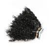 VMAE 11A Tape Ins Extensions de Cheveux Humains Mongol Cuticule Aligné Vrigin Naturel Noir 100g 2.5g/Pièce Afro Crépus Bouclés