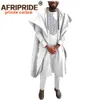 Roupa de homens africanos Traditional set para noite terno de casamento Agbada Robe Dashiki Camisas Ankara Calças Roupas Afriprida A022 201109