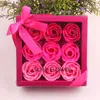 Saint Valentin Cadeaux Articles De Fête 9 Pcs Savon Fleurs Rose Boîte De Mariage Anniversaire Artificielle Cadeau Décoration