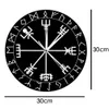 Norse Rune Compass Уникальные кварцевые настенные часы Vikings Vegvisir Символ Руны Акриловые Настенные Часы Подарок для него Vegvisir Compass Clock LJ201208