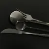 Dinnerware Sets 24Pcs Black Matte Stainless Steel Cutlery Set Gold Knife Fork Spoon Silverware Kitchen Party Dinner Tableware