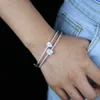 Na moda cor prata 5a brilhando bling bling cúbico zircônia cz moda jóias geométricas rasgos gota retângulo cz pulseira bracelete elegante presente