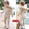 IYEAL est Infant Baby Rompers Winter Clothes born Boy Girl Knitted Sweater Jumpsuit Hooded Fur Kid Toddler Outerwear 220106