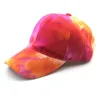 Erkekler Kadınlar Hip Hop Harajuku Pamuk Beyzbol Şapka Degrade Renkli Kravat Boyası Baskı Sokak Dans Güneş Koruma Ayarlanabilir Kap Y200730