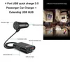 60W 8A Front / Back Seat 4 Port USB Quick Charge 3.0 Car Charger For iPhone Huawei Xiaomi Samsung