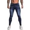 Gingtto Blue Brand Jeans Mounts Slim Fit Super Skinny Jeans для мужчин Хип-хоп Улица Носить Тощий Нога Мода Устрельные штаны ZM121 201111