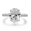 Anillo de bodas de plata de ley 925, anillos de diamantes simulados de 3ct de corte ovalado de lujo para mujeres, joyería de compromiso Anel