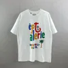 22SS Sommer USA Mode Bunte Buchstaben Drucken T-shirt Männer Frauen Kokosnussbaum T-stück Straße Casual Baumwolle T-shirt