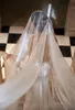 Bianco / avorio / Champagne Velo da sposa lungo due livelli Blusher coperto con la faccia con perle Velos de Noiva Wedding Beaded Veil 3m / 118in