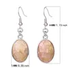 Pendientes de conchas naturales para mujer, aretes colgantes con forma de huevo de concha de abulón rosa y blanco, joyería informal para playa y verano