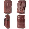 Genuine Leather Mens Mobile Phone Waist Bag Wear Belt Vertical 6 inch Mobile Phone Bag multifunctional Mini Fashion Belt Bag 201117