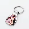 DIY photo frame sublimation blank leather keychains thermal transter square round keychain keyring Silver Car Key Ring for man woman Lovers Jewelry Souvenir Gift