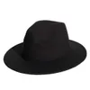 Winter Fashion Hat Fedora Man Klasyczna ciepła szeroka brzeg bez paska Feel Trilby Hombre Vintage Lady Trendy Hat9115869