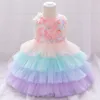 2021クリスマスペタル幼児幼児幼児用ベビーガール服ケーキチュチュドレスプリンセスドレスパーティーとウェディングF1364652のための最初の誕生日ドレス