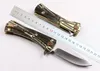 High End Ball Bearing Flipper folding knife D2 Satin Finish Drop Point Blade Two-tone Bronze TC4 Titanium Alloy handle With Nylon Bag