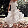 Everkaki White Maxi Dress Fewing Wedding Off Pruffles Элегантные дамы Бохо ночное платье длинное платье Женское весеннее новое T200604