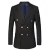 Herenpakken Blazers Double Breasted Bruidegom Tuxedos Piek Revers Man Blazer voor Groomsman Suit Custom Made Black (Jack + Pants)