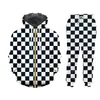UJWI Black and white plaid Checkerboard Casual Streetwear Sweatshirt And Pants Crewneck Hoodie Pullovers Men Women Tracksuit LJ201125