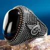 Handgefertigter türkischer Schmuck Vintage Obsidian Ringe für Männer Frauen alte silberne Farbe Schwarz Zirkongold Farbbeads Muslim 6827586