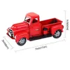 OurWarm Vintage camion en métal rouge avec roue mobile enfants cadeaux de vacances ornement table décoration de Noël rustique pour la maison 201128