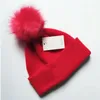 Winter Marke Weibliche Pelz Poms hut Winter Hut Für Frauen Mädchen Hüte Gestrickte Kappe Dicke Frauen Skullies Beanies