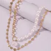 Kpop 2 Layers Baroque Irregular Pearl Necklaces Wedding Party Clavicle Chain Choker Necklace for Women Aesthetic Jewelry