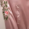 Streetwear Floral Embroidery Ladies Jacket Casual Women Bomber Jacket Ruffles Loose Zippers Female Coat 201023