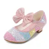 SKHEK bambini partito scarpe in pelle ragazze PU tacco basso pizzo fiore scarpe per bambini per ragazze scarpe singole scarpe da ballo bianco rosa 201130