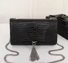 Mulheres bolsa designer bolsa kate sacos de crocodilo padrão de couro real bolsa de ombro de alta qualidade borla saco de borla 24 cm