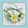 Bröllopshår smycken Bohemian Handmade tyg Lily Flower Crown Brudtillbehör Prom Garland för brudtärna Wreath Pannband Drop Leverans