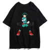 Anime t-tröjor Midoritiya Izuku Boku Nej My Hero Academia Asui Tsuyu tecknad filmtryck mode harajuku män t-shirt streetwear kläder y220208