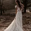 Romantic Lace Bohemian Wedding Dresses Spring Summer Boho Sexy Open Back Lace Tulle A Line Bridal Gowns 3D Appliques Robe de marri243o