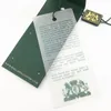 sacchetto di carta con cordino per cartellini Cartellini personalizzati per sacchetti con bottoni all'ingrosso per abbigliamento etichette speciali per altalene con stampa in lamina d'oro in carta verde