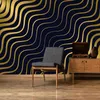 Niestandardowe Golden Wave Paski Duże ścienne Wall Art Tapeta Nowoczesny Luksusowy salon Sofa Sypialnia TV Tło 3D Pokrycie