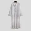 Muslim Män Striped Jubba Thobe Fashion Långärmad Abaya Casual Fickor Islamic Kaftan Dubai Saudiarabien Män Robes Incerun 5XL