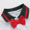 Summer Baby Boys Designer Romper Fashion Infant Stripe Bow Tie Short Sleeve Romper Newborn Gentleman Onesie Climb Clothes C6799