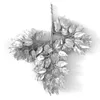 12pcs 유칼립투스 잎 컬러 인쇄 실크 인공 녹색 식물 가짜 꽃 홈 정원 공예 장식 골드 트리