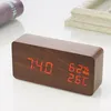 D2 Alarm Clock Digital LED Wooden Watch Table Voice Control Wood Despertador Sze Time Temperature Display Desktop Clocks Gift 220311