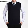 Coodrony Przyjazd Solidny Kolor Sweter Kamizelka Mężczyźni Kaszmirowy Swetry Wełna Sweter Mężczyźni Marka V-Neck Bez Rękawów Jersey Hombre 211221